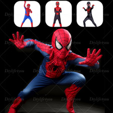 Kids SpiderMan Cosplay Costume Boy Tobey Maguire Outfit Jumpsuit Fancy Dress UK