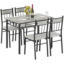 HOMCOM 5 Pieces Dining Room Sets, Kitchen Table and Chairs Set 4 with Marble Top