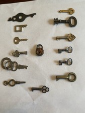 13 Antique Keys And An Antique Eagle Junior Padlock