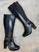 FAITH Black Leather Knee Boots