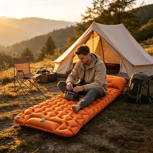 Self inflating sleeping - inflating, mat