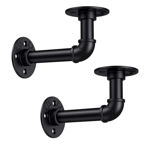 Rustic pipe shelf brackets - shelf,