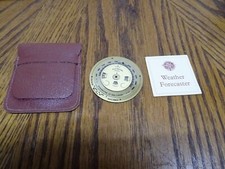 PAST TIMES POCKET WEATHER FORECASTER BAROMETER. LEATHER CASE & INSTRUCTIONS