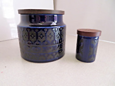 Vintage Hornsea Heirloom Blue Lidded Coffee Jar And Pepper Pot