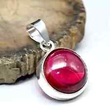 Natural Certified Red Ruby 48 Ct Cabochon Loose Gemstone 925 Silver Pendant