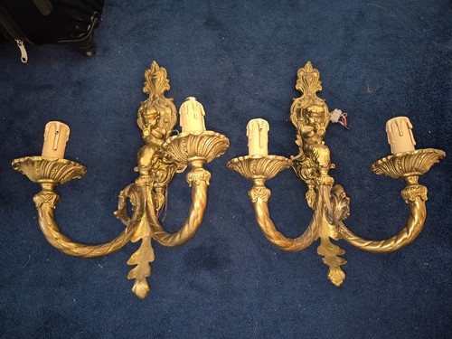Pair vintage antique - of, brass