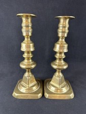 Vintage Large Solid Brass Dinner Taper Candle Holders Candlesticks Traditional 