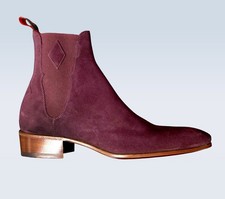 Jeffery-West MAINLINE Anderson 'DARK STAR' Burgundy Suede Chelsea Boot RRP £465