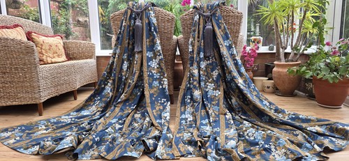 French floral lined curtains - floral,