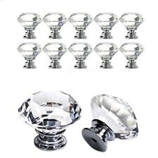 Glass Crystal Door Knob Drawer Cupboard Cabinet Furniture Diamond Handle +Screws