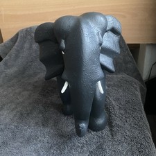 Hand Carved Painted Wooden Elephant Large 22x25x15cm