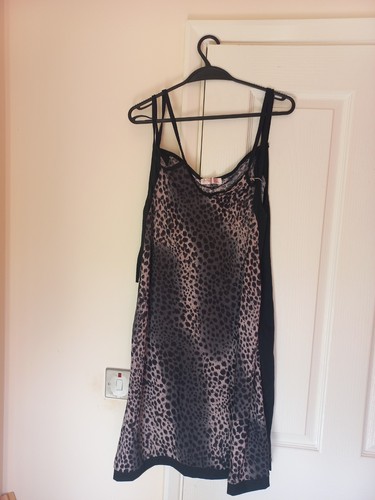 Ladies black print nightdress - black,
