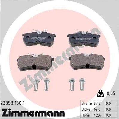 Rear brake pad set - pad, disc