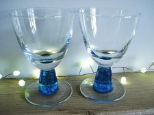 2 x Large Denby Imperial Blue Wine Glasses / Goblets
