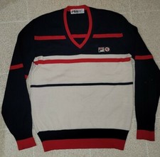 Vintage Fila BJ Bjorn Borg Sweater Blue Res White Line 70s 80s original