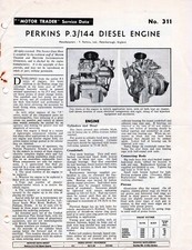 Perkins P3/144 Diesel Engine Motor Trader Supplement No. 311 1958