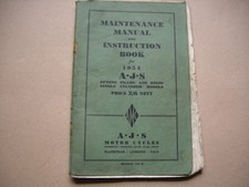 A.J.S. Motorcycles 350/500 Models 1954  Instruction Manual, Real one!!