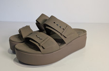 Crocs Brooklyn Buckle Sandal Women US 8 UK 6 Brown LiteRide Adjustable Low Wedge