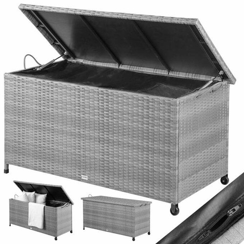 Rattan garden storage - box, grey