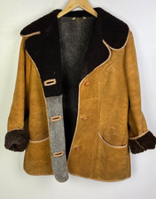 Real SHEEPSKIN SHEARLING JACKET UK Size 8 (US 4) Women`s Winter Coat Brown