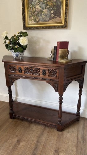 Vintage dark wood hall table - wood,