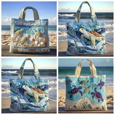 Soft Ocean Turtle Canvas Tote