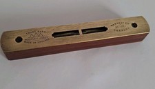 Vintage Brass & Wood Spirit Level  - Hockley Abbey - 6 inch- Good Condition