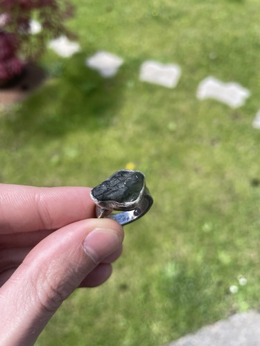 Raw moldavite ring 5mm - moldavite,