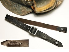 WW2 GERMAN HELMET CHINSTRAP "RBNr. 0/0305/0012" brown leather, steel buckle