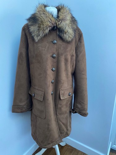 Y2k faux suede coat size - y2k,