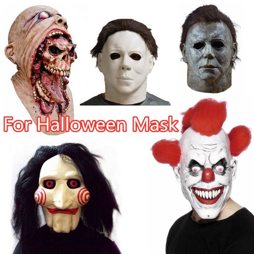 Scary full head latex mask - latex,