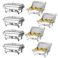 4/6/8PCS 8QT Chafing Dish Stainless Steel Rectangular Chafer Food Warmer Set UK