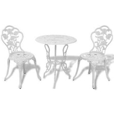 3 Piece Bistro Set Cast Aluminium White vidaXL