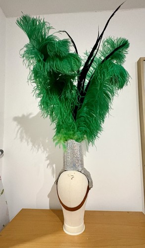 Green vintage ostrich feather - vintage,