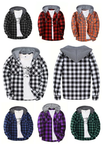 Mens shirt plaid hooded shirts - mens,