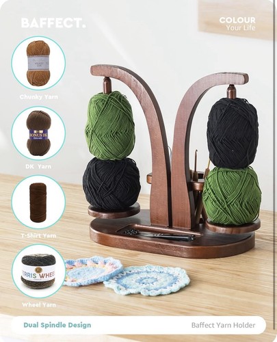 Wooden yarn holder rotating - yarn,