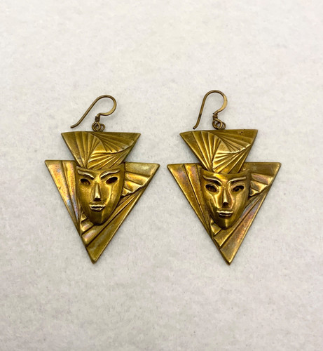 Art deco revival mask earrings - mask,