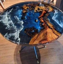Round Ocean Wave Epoxy Resin Coffee Table For Indoor And Outdoor Decor Furniture