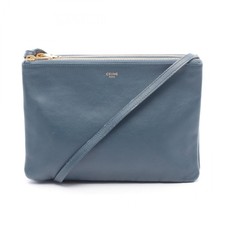 CELINE TRIO LARGE Shoulder Bag 171453 leather Blue Used Women