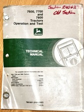 JOHN DEERE 7600-7800 TRACTOR TECHNICAL OPERATION TEST MANUAL HYDRAULIC ELECTRIC