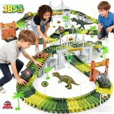 185Pcs Dinosaur Roller Coaster Park Toy,Dinosaur Slide Race Track Cartoon Toy UK