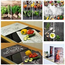 Set of 2 Glass Chopping Cutting Board Induction Ceramic Hob Cover Worktop Saver