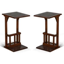 Home Square 12.5" Traditional Wood Sofa Mate Table in Dark Chocolate - Set of 2