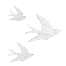 Sass & Belle Retro 3 Ceramic Flying Swallow Birds Wall Decoration Art White
