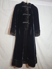 Vintage Borgazia Russell Taylor Women's Long Fur Dress Coat Black Size Medium 