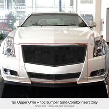 For 2008-2013 Cadillac CTS/11-14 Coupe Stainless Black Mesh Grille Insert Combo