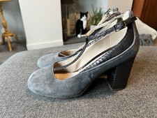 Clarks Block Heel Grey Suede