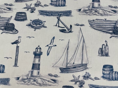 Salcombe boats toile - boats, fabric