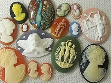 ** SALE * VTG CAMEOS 40x30mm HUGE 15 LOT PA JEWELRY RESIN FINDINGS REPAIR CRAFTS
