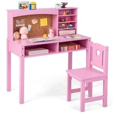 Kids Desk and Chair Set Wooden Children Study Table &Chair  Writing Table Set